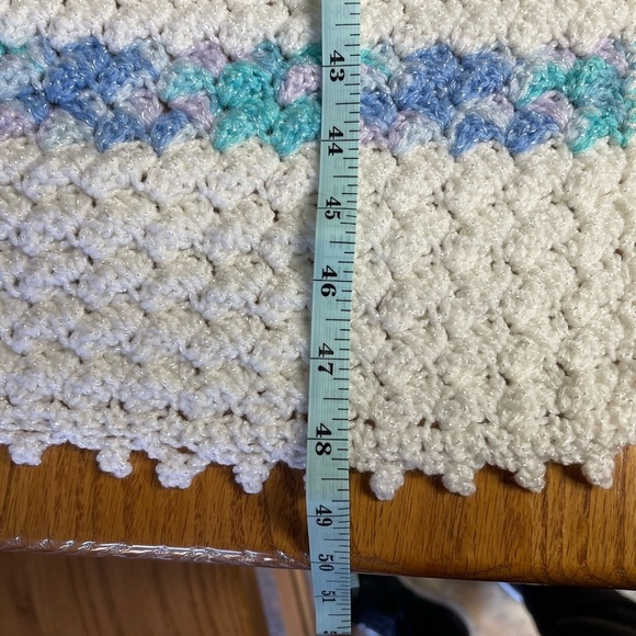 Handmade Crochet knit Multicolored Afghan Baby Blanket 35x48 - Picture 5 of 5